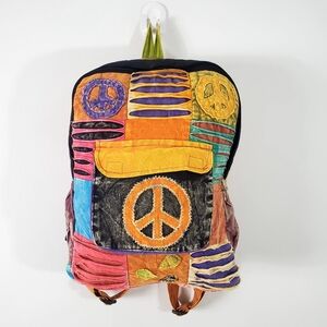 Vtg South America Backpack Patchwork Multicolor